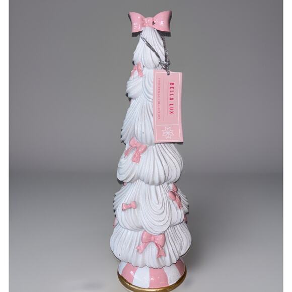 Bella Lux Pink Bow White Christmas Tree MacKenside Child Style Base Resin NEW - Picture 1 of 6